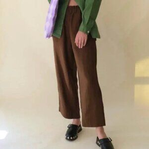Shelter Linen Eva Pant in Chestnut Brown 3X